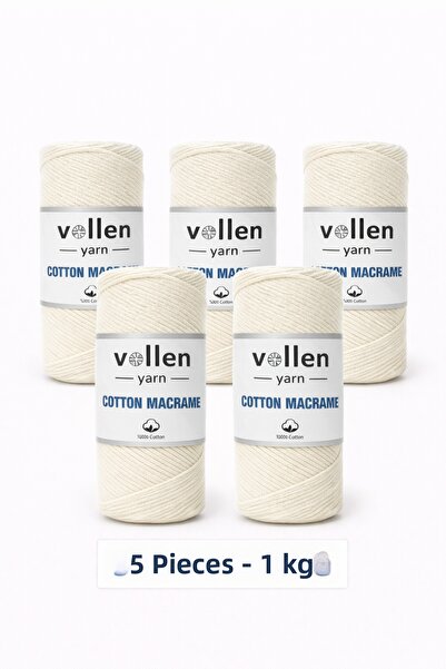 vollen yarn 5 Pcs, 1kg, Premium Cotton Macrame Cord, 2mm Cotton Chain Macrame...