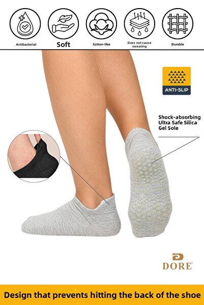 Dore Original Unisex Gray Comfort Model Non-Slip Sole Anti-Slip Booties Socks...