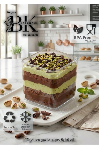 bkistanbul 10 Pieces of Transparent Hard Plastic Mica Dessert and Presentatio...