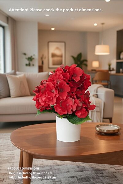adresiburasi Artificial Hydrangea Flower in Concrete Pot 30 Cm.