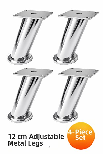 Badem10 Bază metalică cromată reglabilă de 12 cm cu masă (4 bucăți) pentru un...