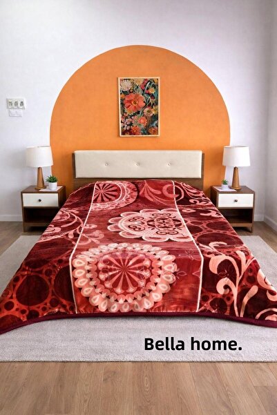 Bella Home Aslan 220X240 Double Layer Embossed Blanket - 7 kg Burgundy - Red