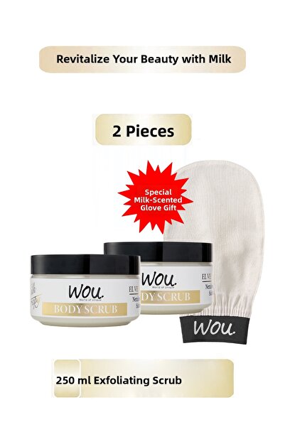 WOU World of Unique 2 عبوة من مقشر الجسم بالحليب العلاجي 250 مل، مقشر خاص برا...