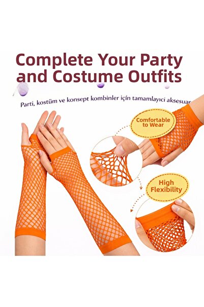 ForWhat Mănuși fără degete din plasă portocalie de 26 cm pentru costum de spe...