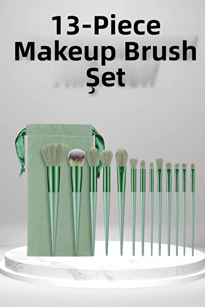 ASTRALTECH Makeup Brush Set Green 13 Piece Foundation Brush Blush Brush Eyesh...