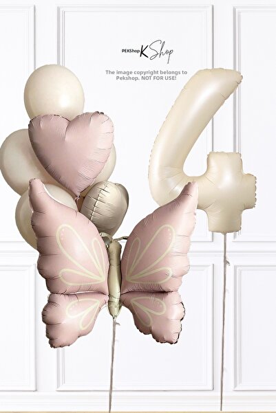 PEKSHOP Retro Pink Butterfly Birthday Balloon Chain Set with Age Balloons