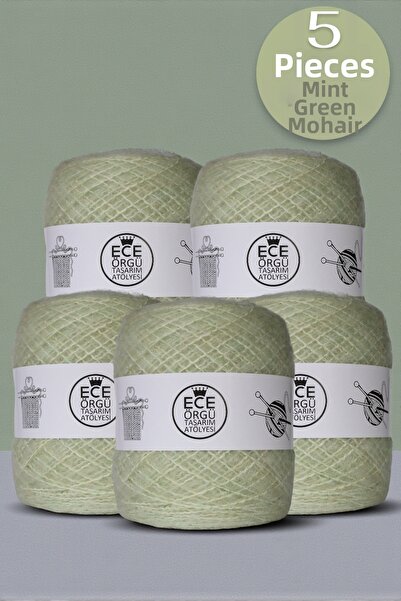 Ece Örgü Tasarım Atölyesi Πράσινο της μέντας, με πολλά νήματα, λεπτό νήμα πλε...