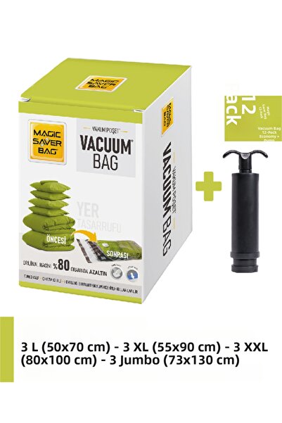 Magic Saver Bag Set de 12 pungi Eco Vacuum + Pompă Cadou