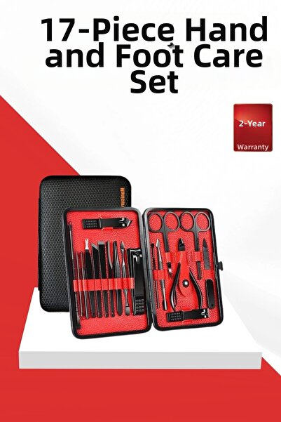 SORA GROUP 17 Piece Manicure Set Hand and Foot Care File Tweezers Nail Cleaning