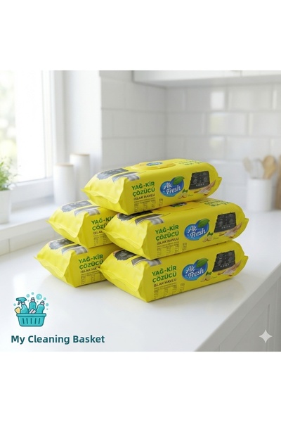 AKFRESH Oil and Dirt Dissolving Wet Towels (5 Pack of 90) - Lemon Scented - O...