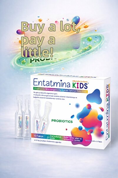 Entatmina kids 10 قوارير من البروبيوتيك تحتوي على 2 بلياردة من جرثومة باسيلوس...
