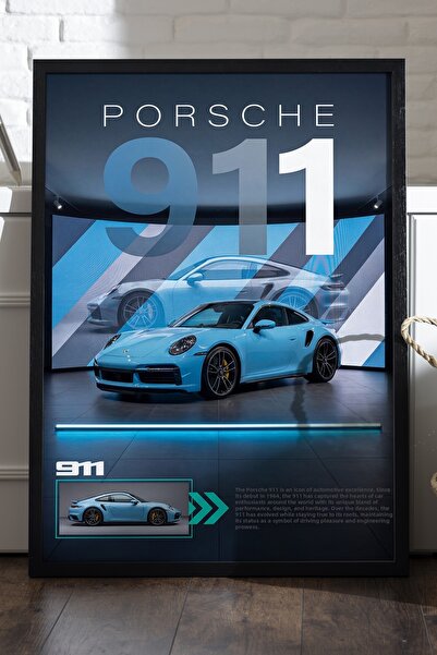 Duvarda Αφίσα Porsche 911 με μαύρο ξύλινο πλαίσιο, διακοσμητική ζωγραφική τοί...