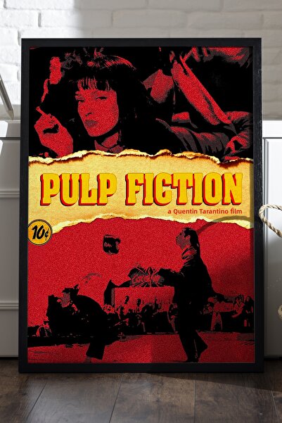 Duvarda Poster Pulp Fiction cu ramă din lemn negru, pictură decorativă de per...
