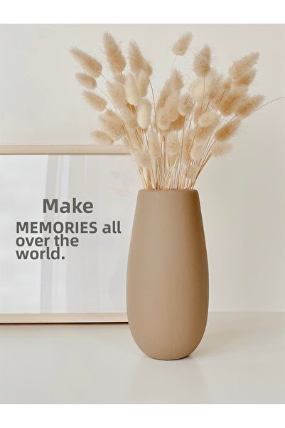 Hestia Home Κοντό Κυλινδρικό Κεραμικό Βάζο με Βότσαλο