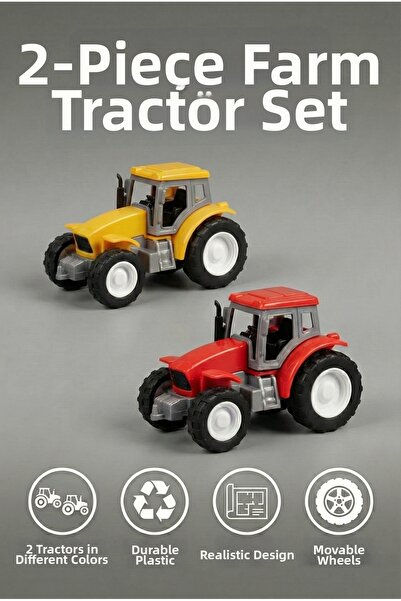 viyolmarketim مجموعة من قطعتين من ألعاب الجرارات - لعبة مركبة زراعية بلاستيكي...
