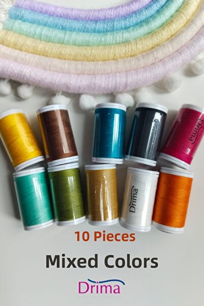 Drima 100% Polyester Size 120 Ten-Piece Sewing Thread Set Mixed Colors