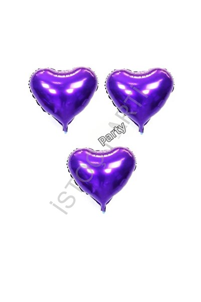 İSTOÇ PARTİ Istoc 18 Inch 45 cm Purple Heart Foil Balloon 3 Pieces
