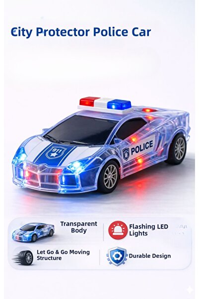 viyolmarketim سيارة شرطة مع أضواء وأصوات - لعبة سيارة شرطة تعمل بالاحتكاك، هي...