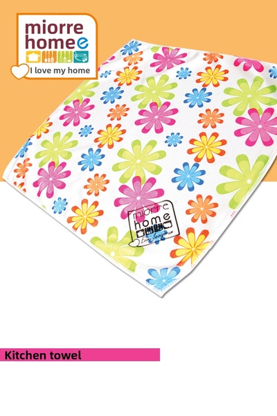 Miorre قطعة قماش لتنظيف المطبخ من الألياف الدقيقة بنمط زهرة النانو الفضية