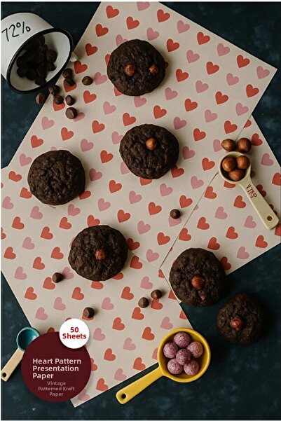 Homerest ورق منقوش عتيق مطبوع على شكل قلب ذاتي |   50 ورقة عرض منقوشة