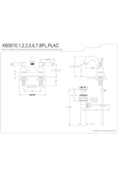 BRF BezSell KB5618PL صنبور حوض غسيل مقاس 4 بوصات، مصنوع من النيكل المصقول 102...