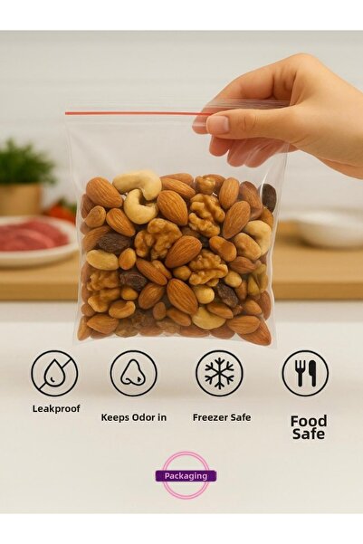 Ambalaj Evi حقيبة قابلة للغلق حقيبة شفافة مقاس 17 × 23 سم 100 قطعة حقيبة حناء...