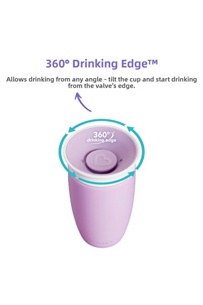 Munchkin معجزة 360° كوب للشرب، 12 شهرًا، 296 مل أرجواني