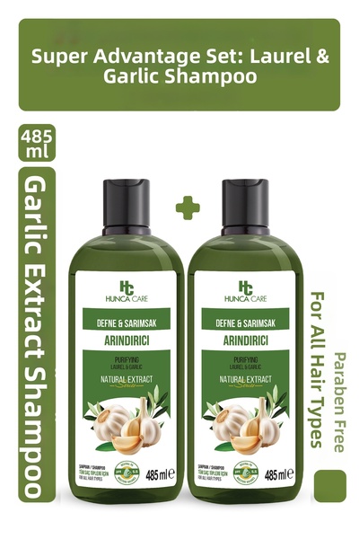 Hunca Bay and Garlic Shampoo, Anti-Hair Loss Aid (2 Pieces X 675 ml)