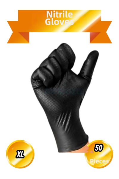 BRATİ HAND TOOLS قفازات نتريل سوداء ذات ملمس ماسي مقاس XL (10) خالية من البود...