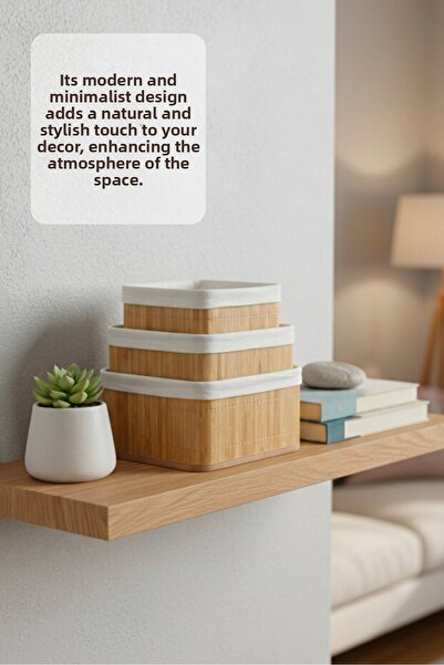 h homerest 3-Piece Bamboo Set Square Bamboo Organizer Basket |   Bathroom Kit...