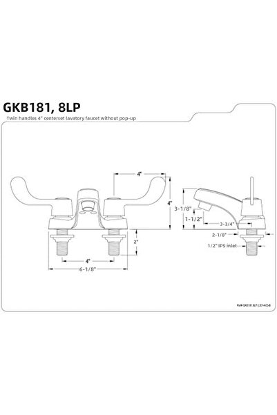 Yıldızan Terra Organik Gkb181Lp 10 cm Sink Faucet Double Blade Handles, Chrom...