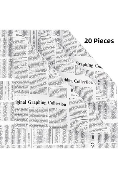 roco paper Newspaper Patterned Flower Wrapping Paper 20Pcs, Double Printing M...