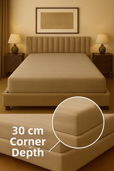 Miabella Home 100% Cotton Dobby Double Elastic Fitted Sheet Soft Textured Sin...