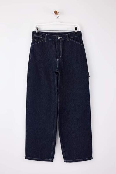 Trendyol Collection Темно-сині джинси з високою талією і широкими штанинами T...