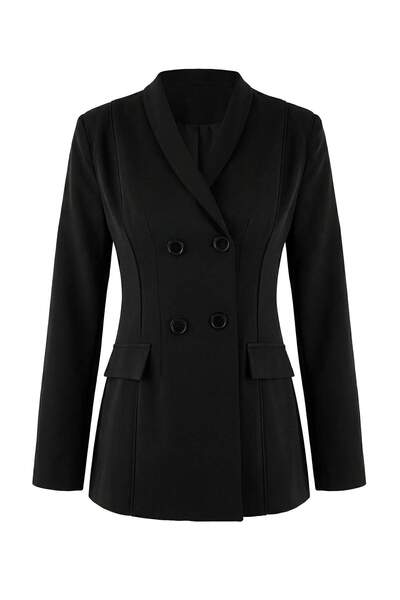 Trendyol Collection Чорний шальовий комір, деталізований приталений піджак з ...