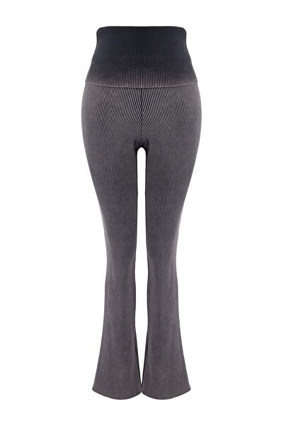 Trendyol Collection Anthracite Flare/ Flared Normal Waist Long F Corded Fabri...