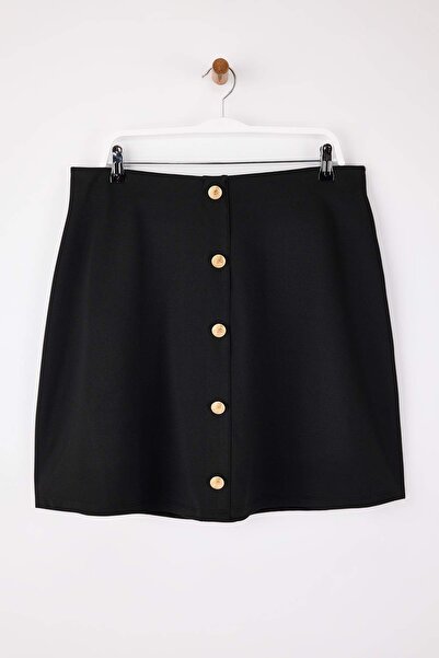 Trendyol Curve Schwarzer Rock mit Glockenschnitt und Accessoire-Details in Üb...