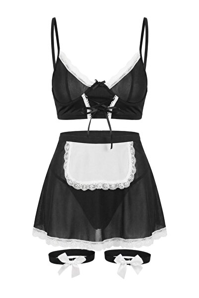 ترينديول كوليكشن طقم ملابس داخلية فاخرة بدون أغطية مزينة بالدانتيل الأسود THM...