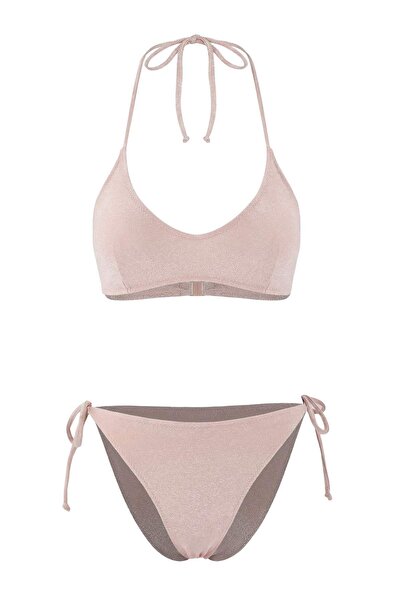 Trendyol Collection Rosa Bralette-Bikini-Set mit normaler Taille TBESS26BT00031