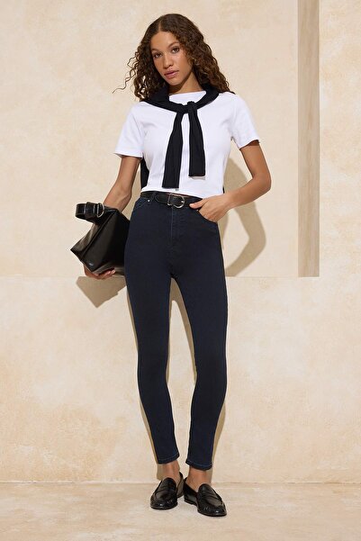 Trendyol Collection Нічно-сині облягаючі джинси з високою талією TWOSS23JE00080