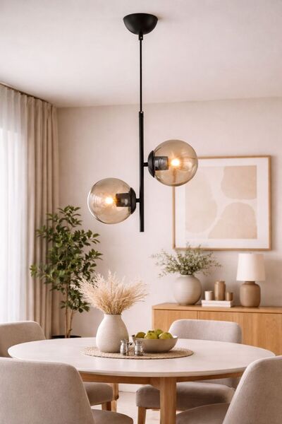 HubRom MALIBU 3489-02-02-BLL Μαύρος Πολυέλαιος 35x60 εκ. 2xE27 Μέγ. 60W