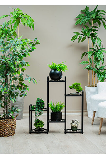Uyan Ev Ürünleri Garden 6 Raflı Saksılık Matal Ayaklı Metal Raflı Dekoratif S...