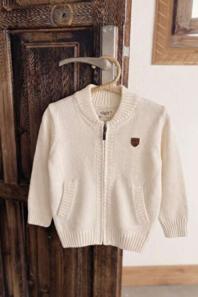 Cigit Плетен кардиган с джобове за деца на възраст 2-11 години, екрю