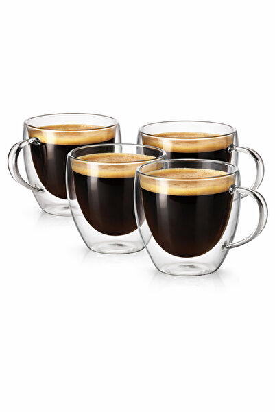 ARVALE Main 4 Pieces 250 ml Double Walled Coffee Cup Heat Insulated