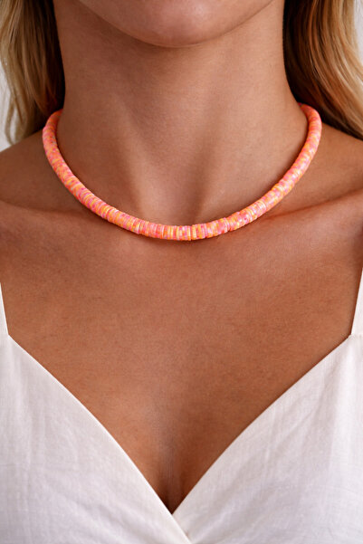 HERCY قلادة فيمو نيون ملونة |   قلادة من الخرز الصيفي