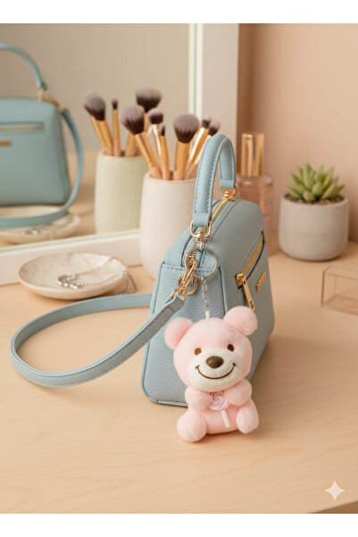 Şirin Lollipop Tutan Sevimli Peluş Ayıcık Anahtarlık