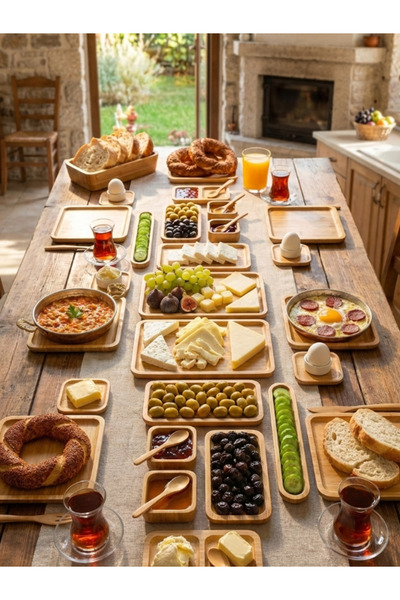 Formare 6 Kişilik 32 Parça Doğal Bambu Kahvaltı Sunum Seti Çeyizlik