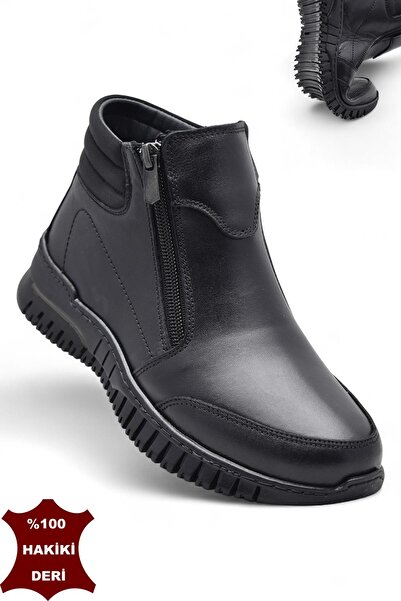 ISPARTALILAR 1456 Tam Ortopedik Siyah Hakiki Deri Kadın Bot Çift Fermuarlı An...