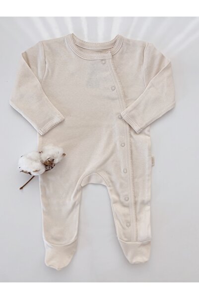 Naturaborn Gots Organik Sertifikalı Yenidoğan Kroşetalı Çıtçıtlı Bebek Tulumu