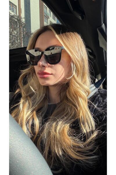Angel Eyes Kadın Güneş Gözlüğü Selin Geometrik Siyah Çerçeve Siyah Cam